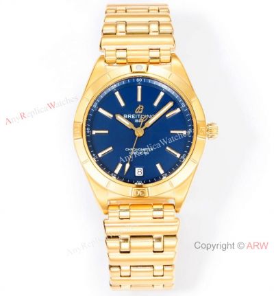 New!  Swiss Grade Breitling Chronomat Rouleaux 36mm BLS 2824 Gold-Midnight Blue Watch